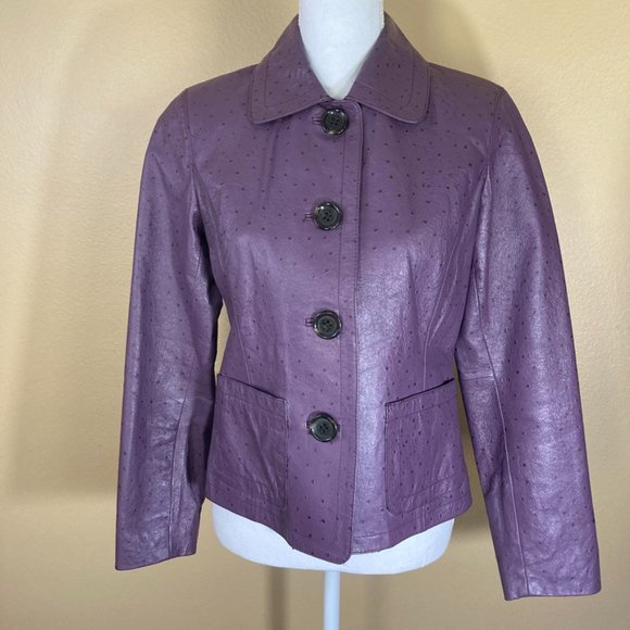 Chico's Ostrich Leather Jacket- size 4 (Chico's -0-) - Picture 2 of 12